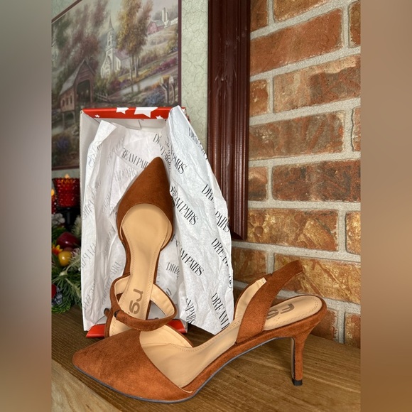 F5J Chic Brown Faux Suede Slingback Heels NWT 95.00 - Picture 3 of 6